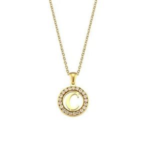 Men's And Women's, Golden Letter Necklace, Stainless Steel Hollow Round 26 Lette